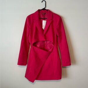 NWT ZARA Blazer Suit Dress Hot Pink Long Sleeve Sz XXL